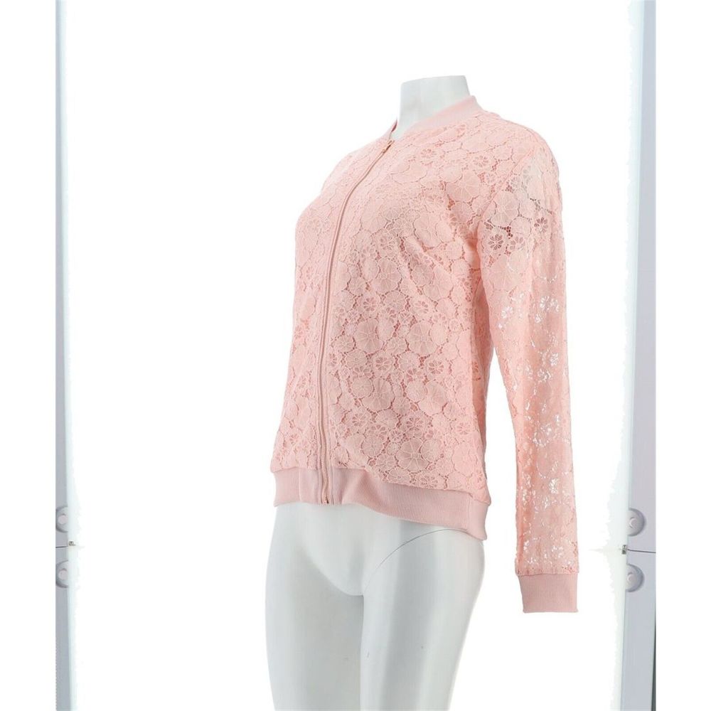 Isaac Mizrahi Lace Bomber Jacket Rosewater A485790I - Picture 2 of 9
